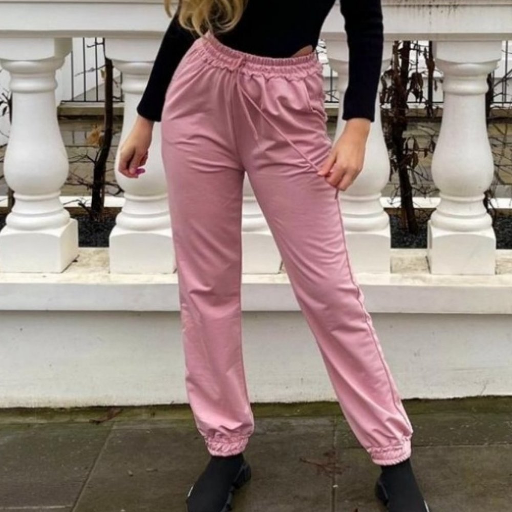 Pink High Waist Loose Fit Joggers Jogger Pants - Picture 4 of 10